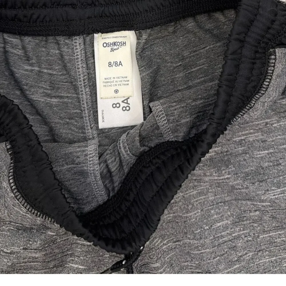 OskKosh Black Gray Athletic Drawstring Activewear Shorts Size Youth 8